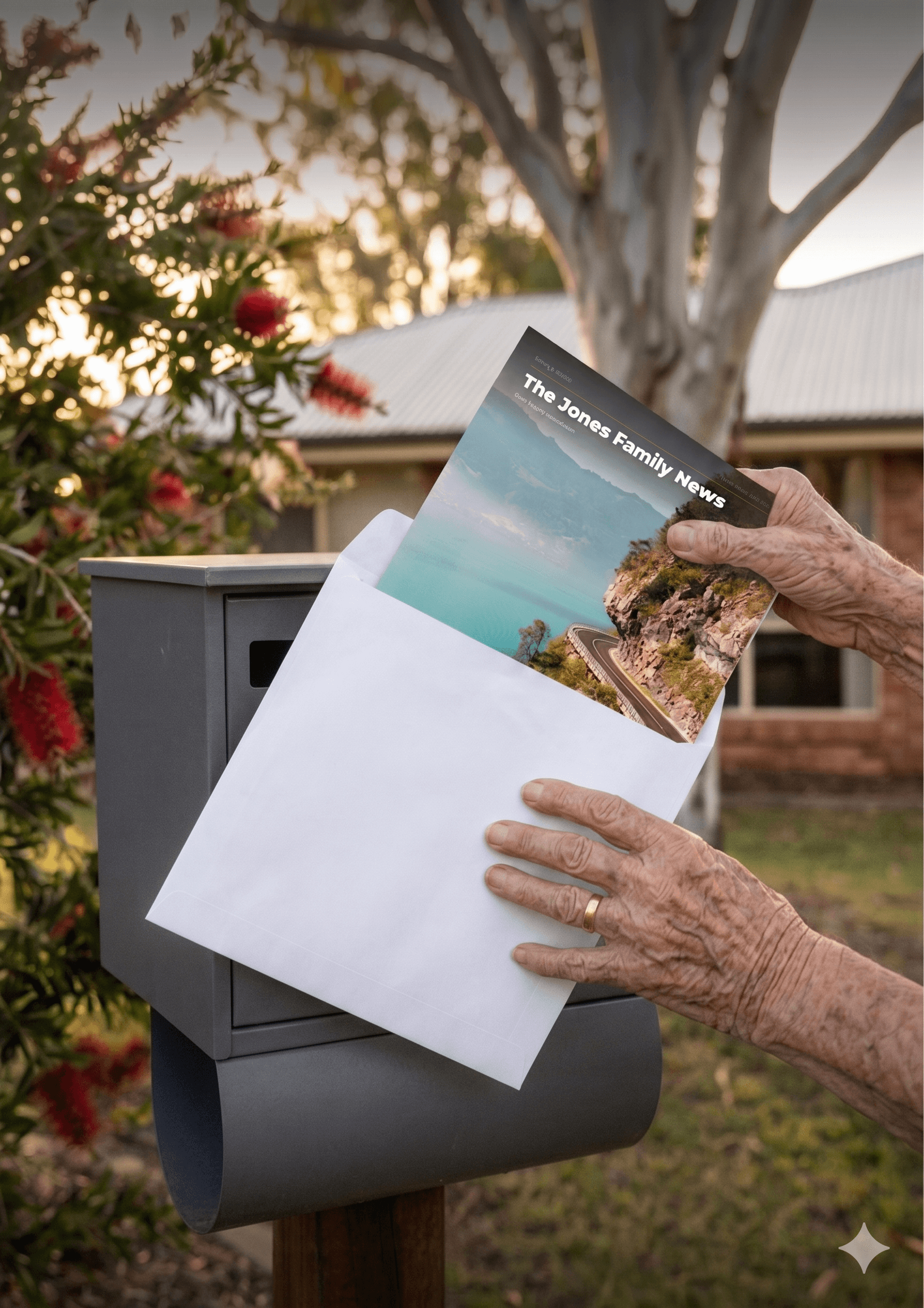 A Family Press newsletter being posted into a letterbox
